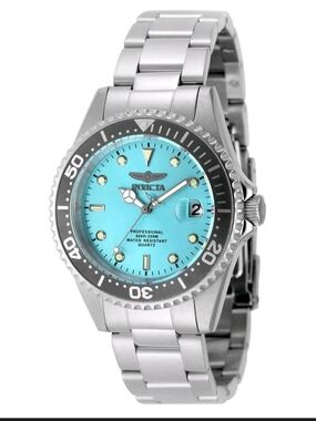 Invicta Men’s Turquoise Dial Stainless Steel Dive Watch with Black Bezel